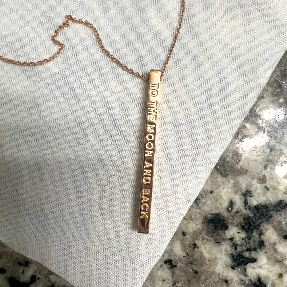 MantraBand Rose Gold Necklace - To the Moon and Back